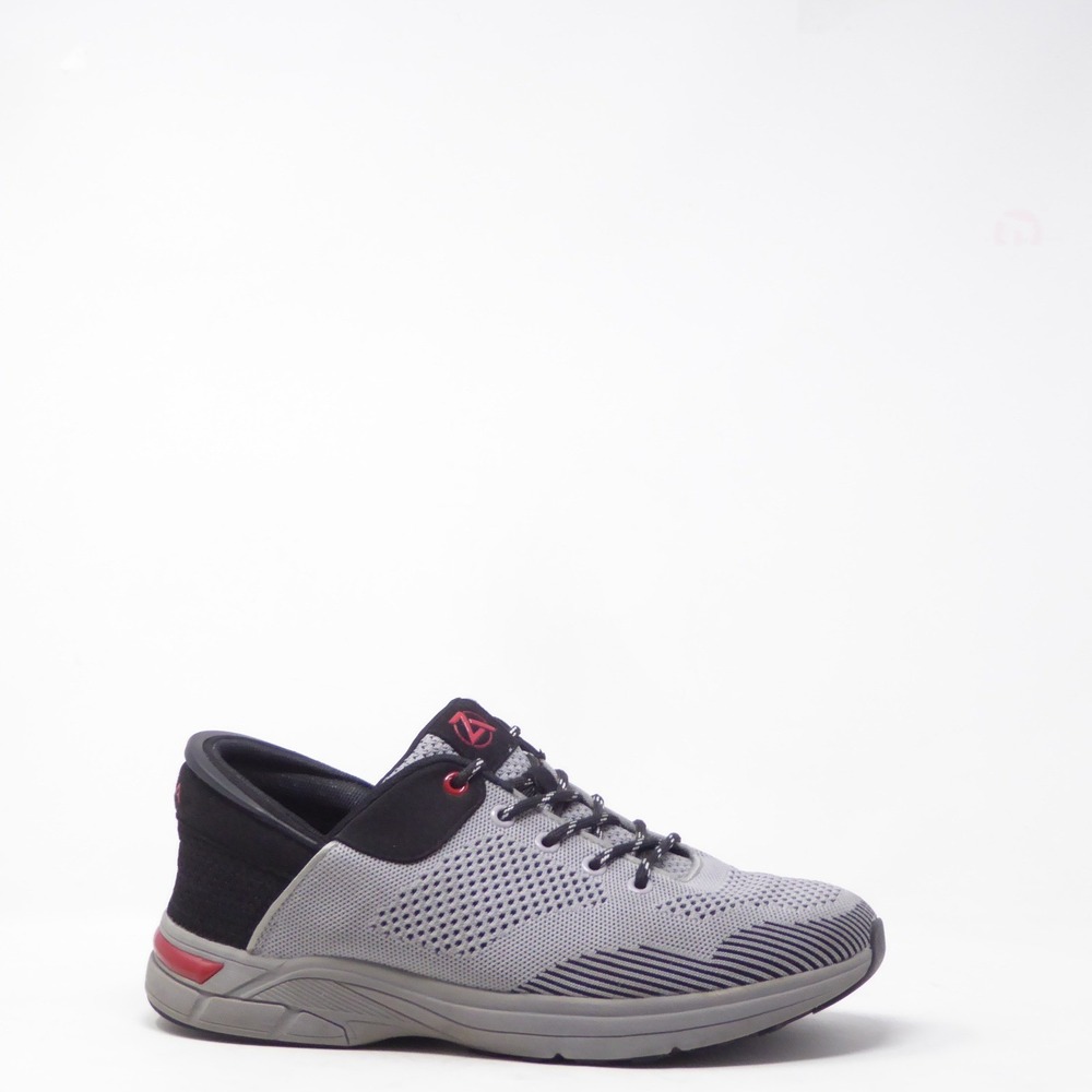Zeba Mens Steel Onyx Hands-Free Sneakers Grey Black Red Knit Walking Shoes 10.5